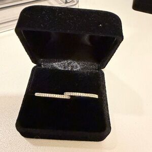 Set of 2. 14K White Gold and Diamond Band
